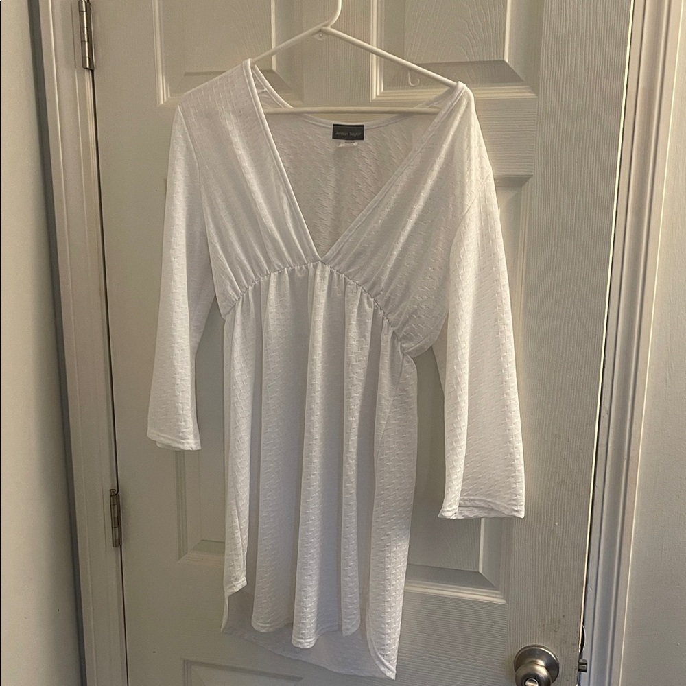 Jordan Taylor Elegant White Textured Blouse - Picture 1 of 11